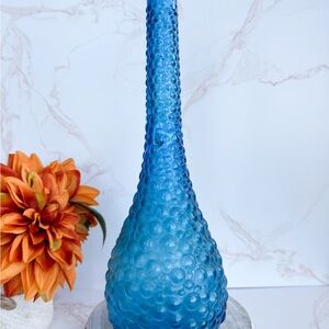 Vintage 1960s-70s Italian Empoli Bubble Glass Genie Bottle Decanter